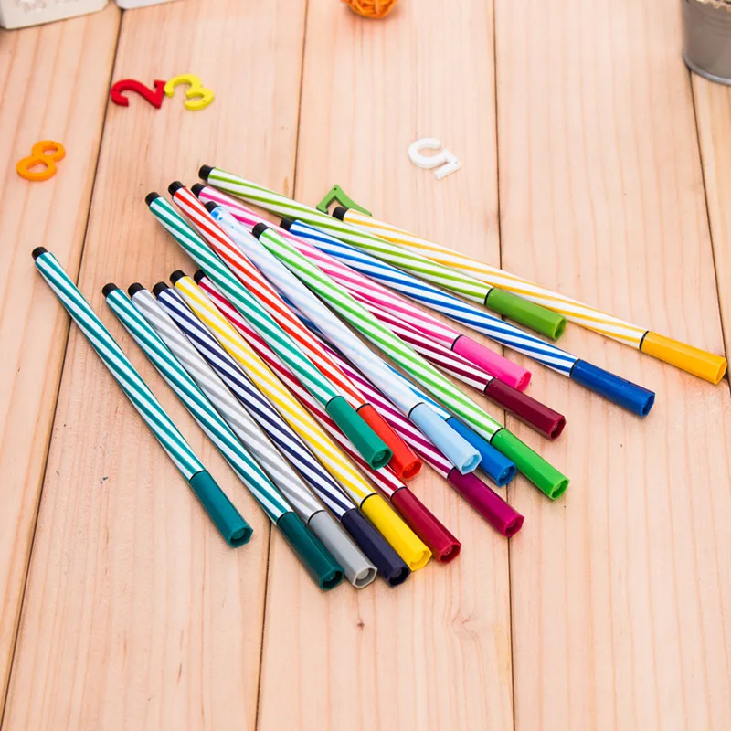 24pcs Pen with bottle Creative Stationery Drift Bottle Shape Cartoon Pattern 24 Color Water Color Pen Factory Stationery Set