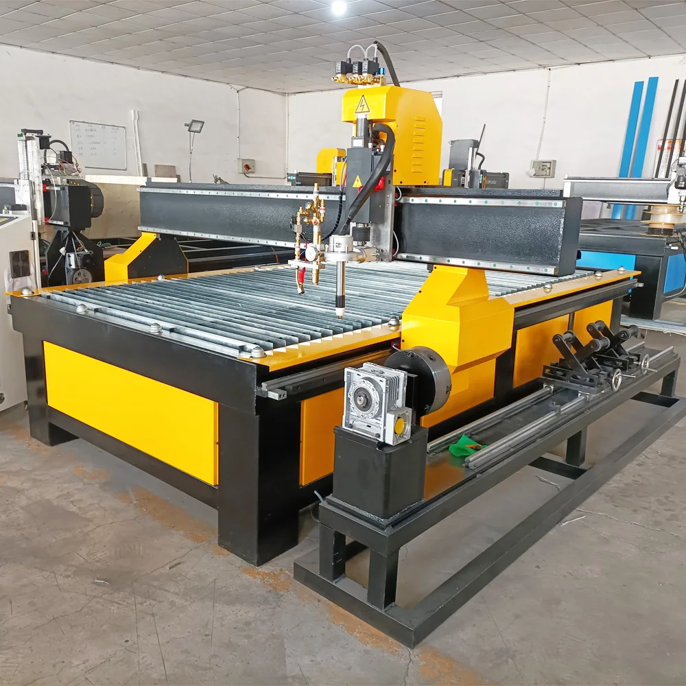 

China ROBOTEC 1300*2500mm Plasma Cutter Table / Plasma Metal Cutting Machine / CNC Flame Plasma Cutter With Rotary Pipe