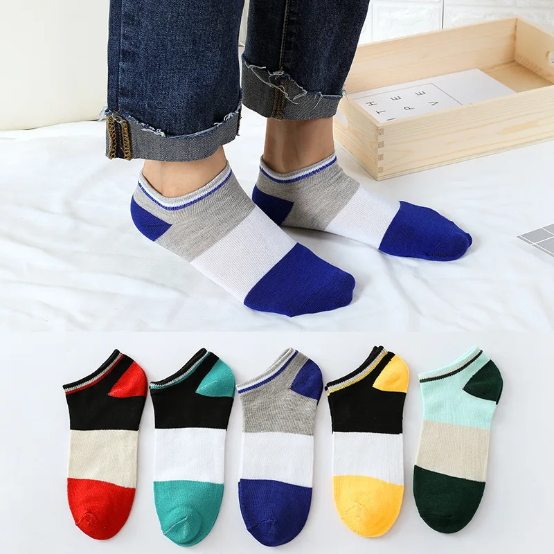 1 Pair Spring Men's Striped Boat Socks Invisible Breathable Socks Summer Male Socks Korean Fashion Sports Socks Wholesale