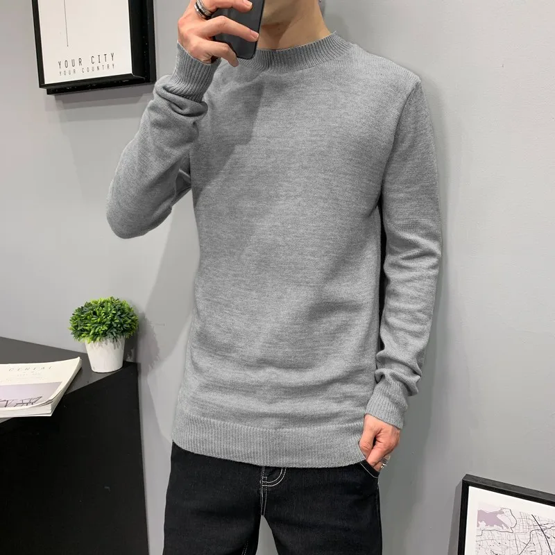 Simple Sweater for Men Casual Slim Fit Pullover O-Neck for Spring and Autumn