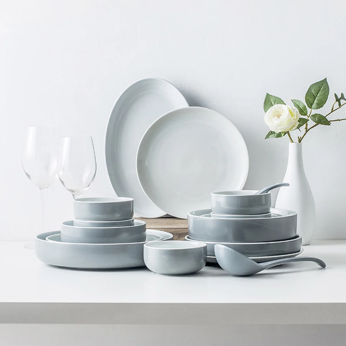 Ceramic plate dishware home Nordic tableware creative simple ins salad bowl and combination set china dinnerware