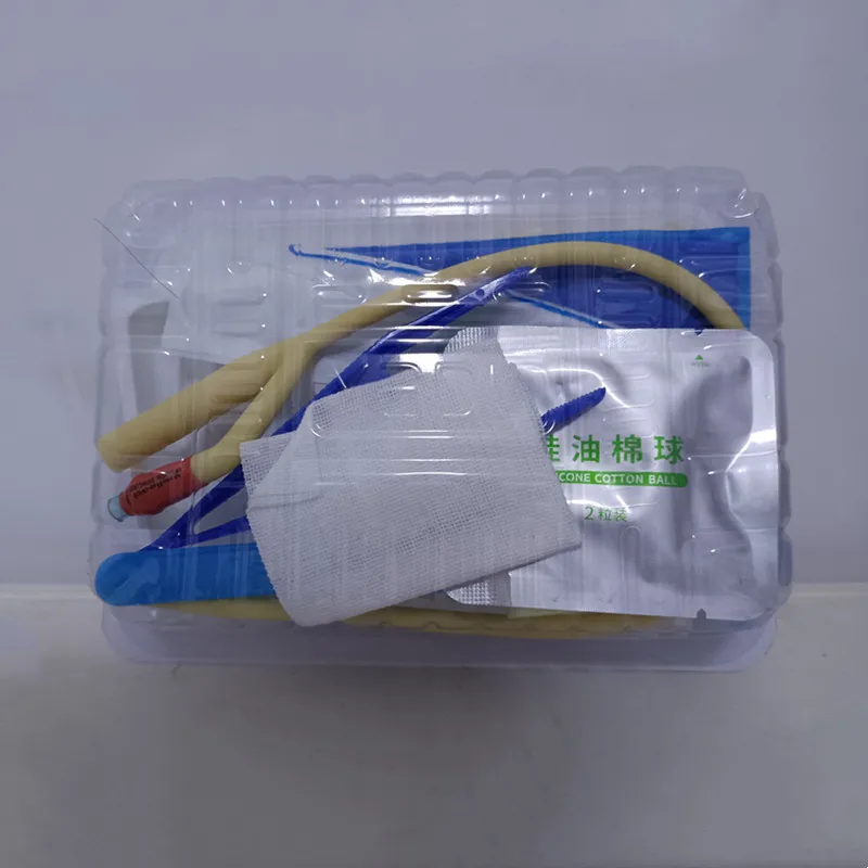 2Pcs Disposable Sterile Urethral Catheterization Kit Double-Lumen Latex Foley Catheter for Man Women Urine Drainage Dressing Set