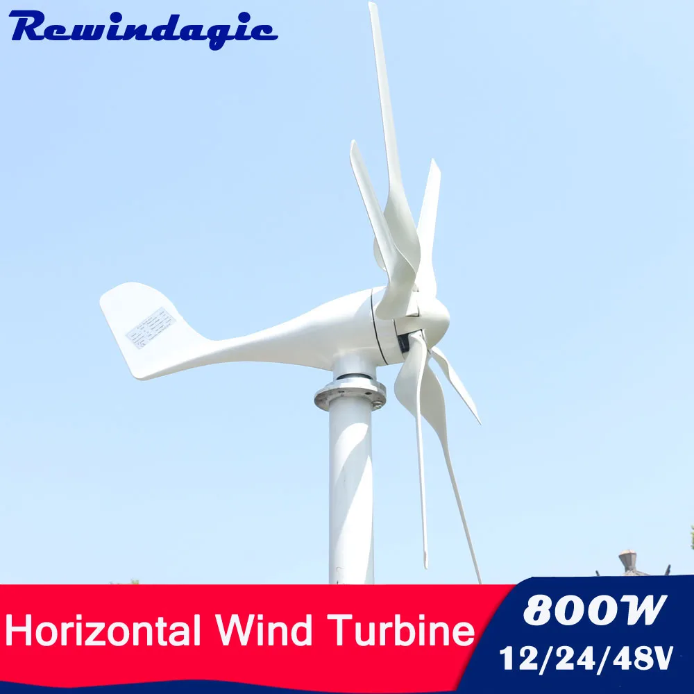 Windmill 800w Horizontal Wind Turbine With Controller Low Start-Up 3 Phase AC 12v 24v 48v Axis Generator Free Energy Power