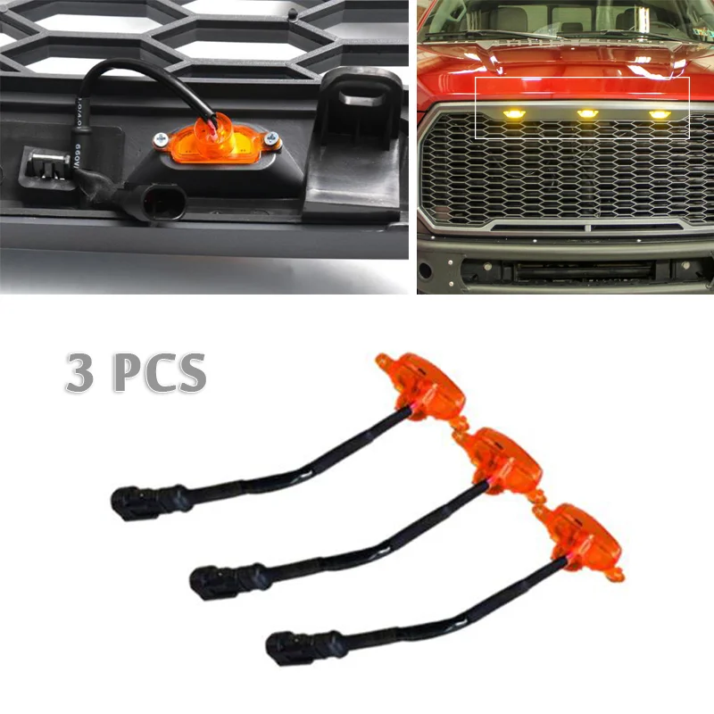 Car External Parts Grille Running Lamps Front Grille Lights Amber LED Decoration Light For Ford F150 Raptor F250 2004 ~ 2019