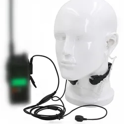 tactical laryngophone microphone ptt throat mic earpiece radio headset speaker for baofeng boafeng uv5r walkie talkie