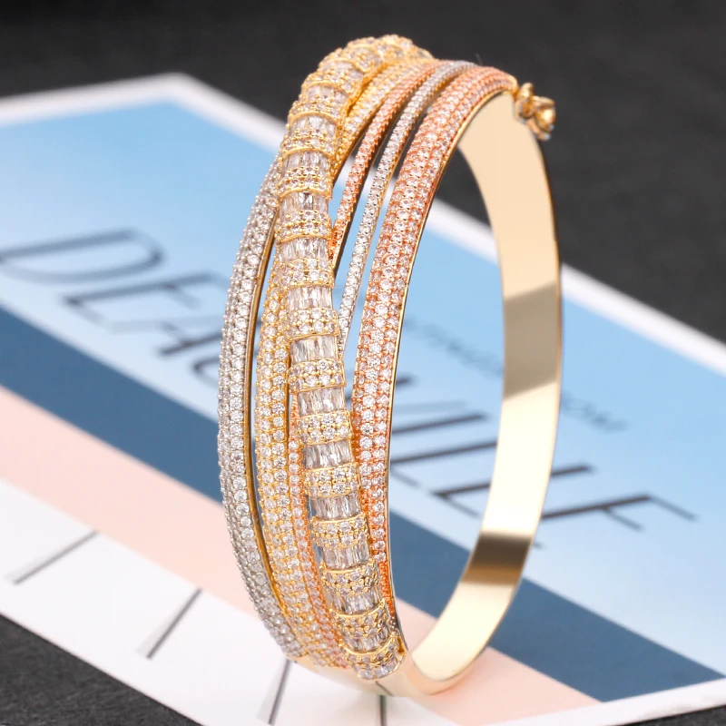 Bride Talk Trendy Popular Women Bangle Cubic Zirconia Dubai Indian Bridal Jewelry For Wedding Engagement Party Super Quality