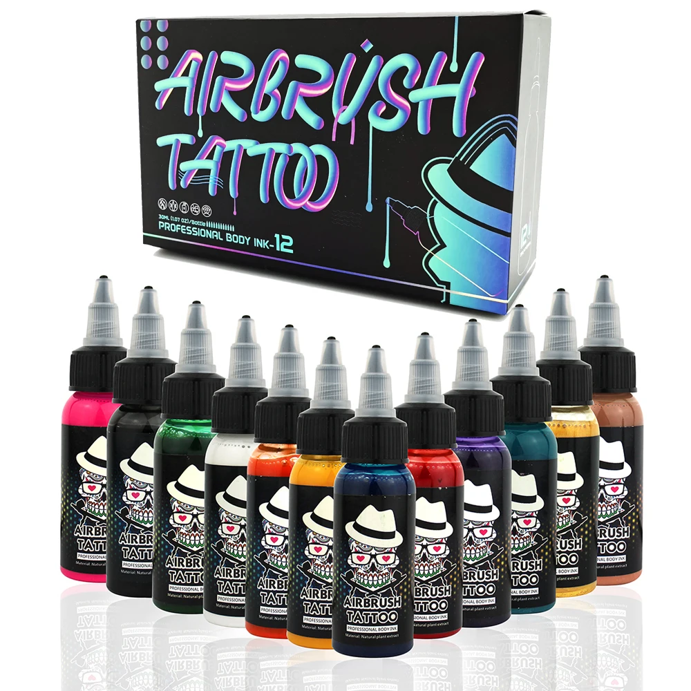 OPHIR 12/18 Colors Temporary Tattoo Airbrush Pigment 30ML/Bottle Airbrush Inks Pigment for Body Paint Colors TA053