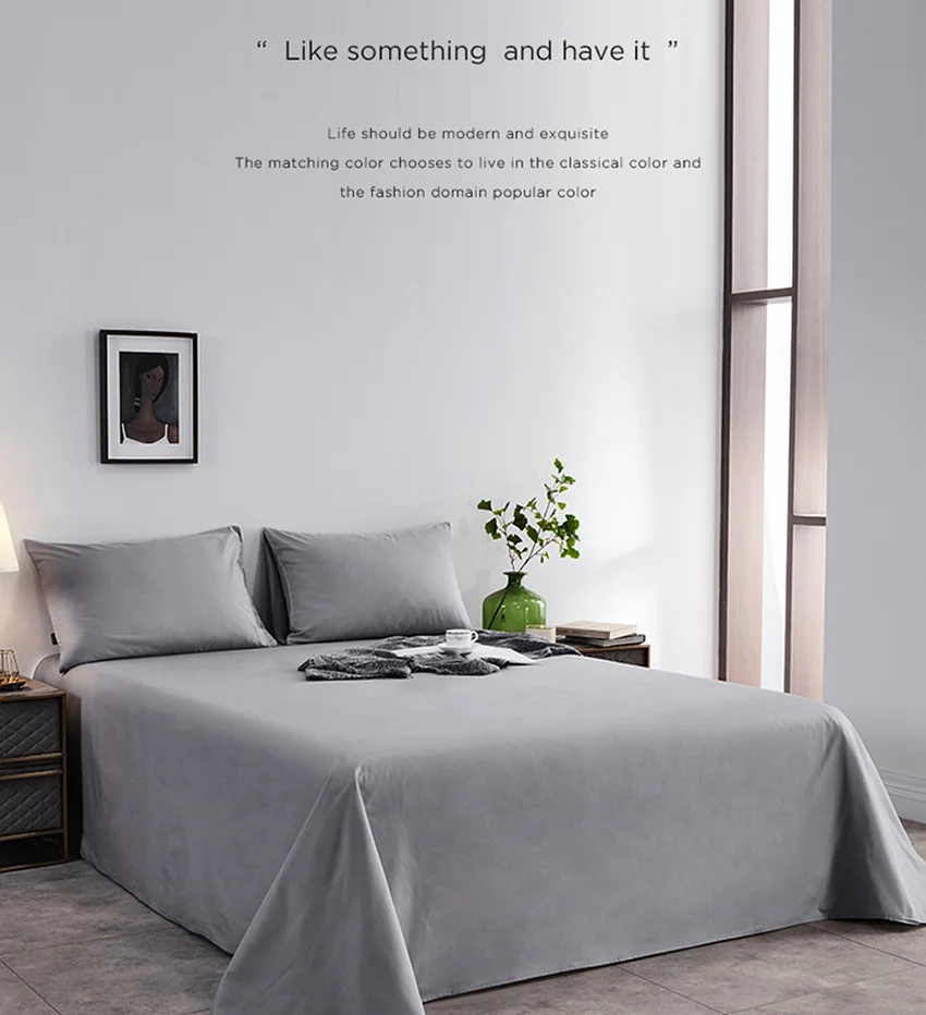 Nordic Simple Solid Color Single Double Bed Sheets Oversized Sheets Are Breathable Not Shrink Bed Cover Polyester