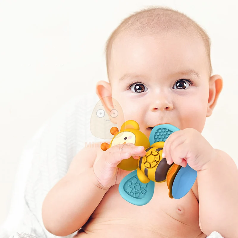 Bebê otário música chocalho ventosa elétrica história máquina rotativa de borracha macia giroscópio criativo brinquedo educativo para recém-nascidos