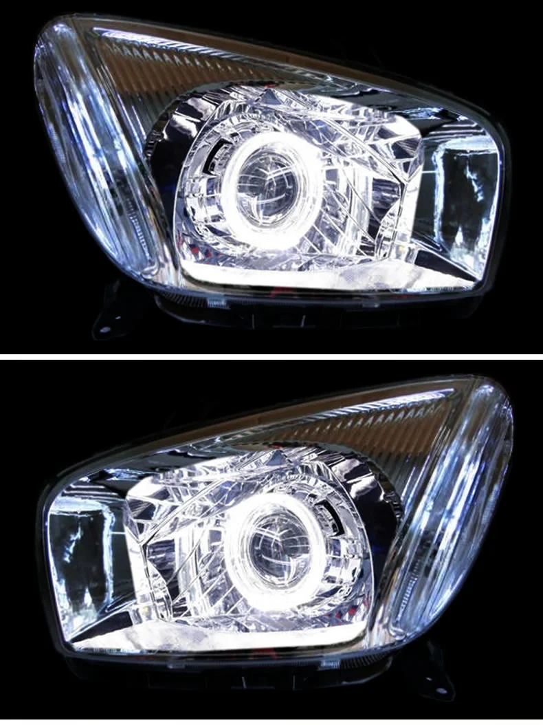 Headlight Assembly for Toyota Rav4 2000-12 Led Angel Eye Turn Signal Bi-lens Hid Bulbs with 65w Ballast, Left and Right