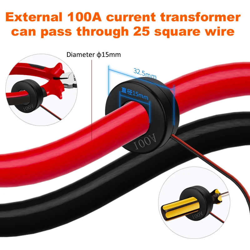 AT24CB AC300V 100A цифровой измеритель напряжения мощность энергии Вольтметр Амперметр ток Вольт Датчик-ваттметр трансформатор CT