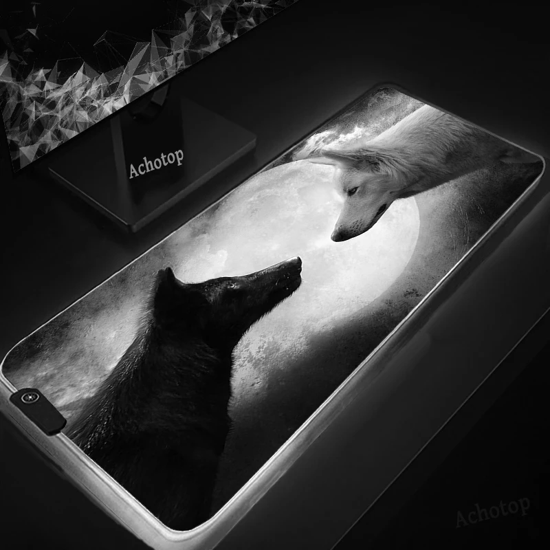 900x400mm Black and white RGB Gaming Mouse Pad XXL LED Computer Mousepad Large Rubber Desk Keyboard Mouse Pad Desktop Gamer Mats