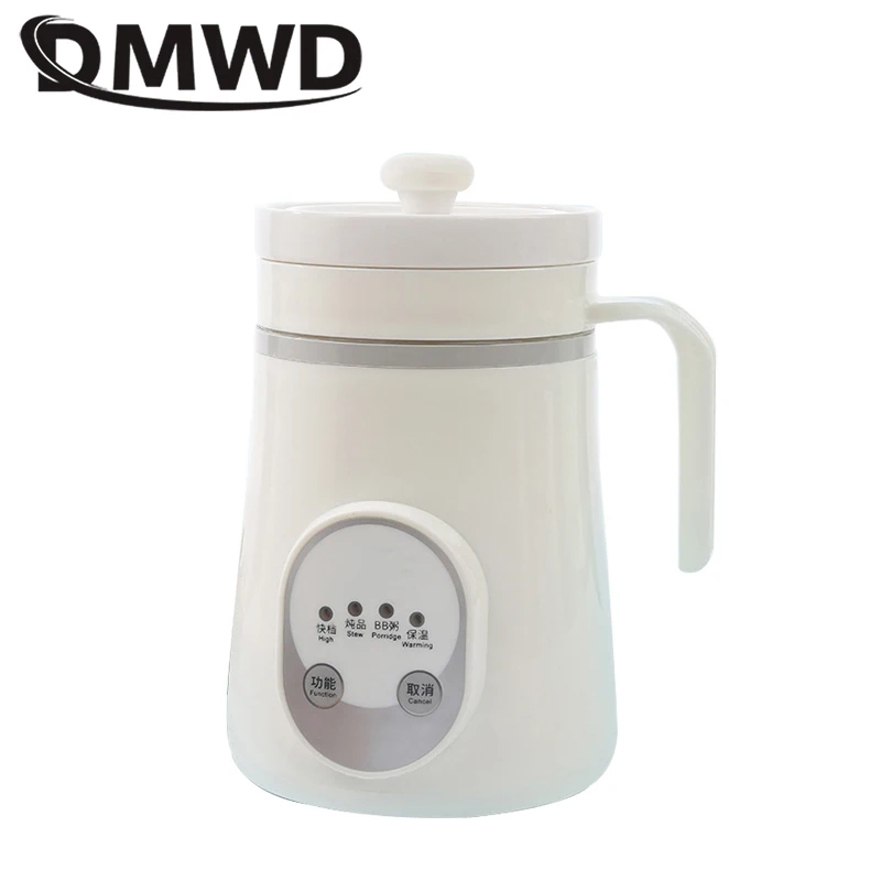 DMWD 600ML Mini Multi-function Electric Kettle Health Preserving Pot ceramic Boiled Tea dessert soup porridge Warm Kettle 220V