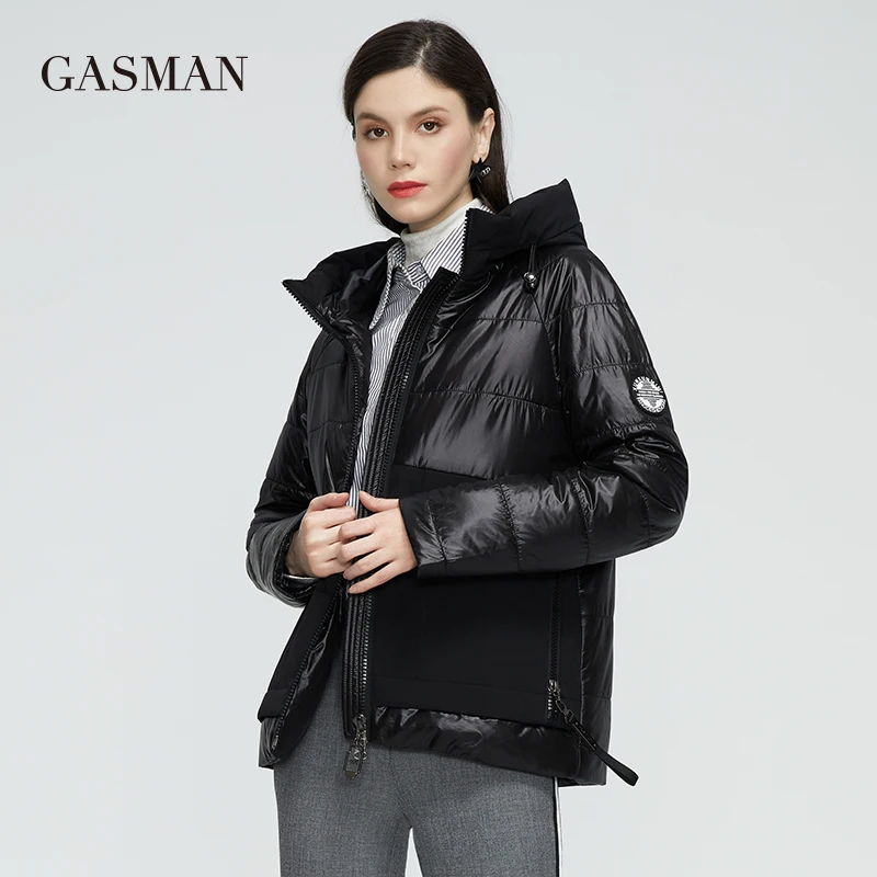 GASMAN 2022 Designer Spring Warm Cotton parka Women Coat Short fashion casual Stand-up Collar hooded Women\'s Autumn jacket 81070