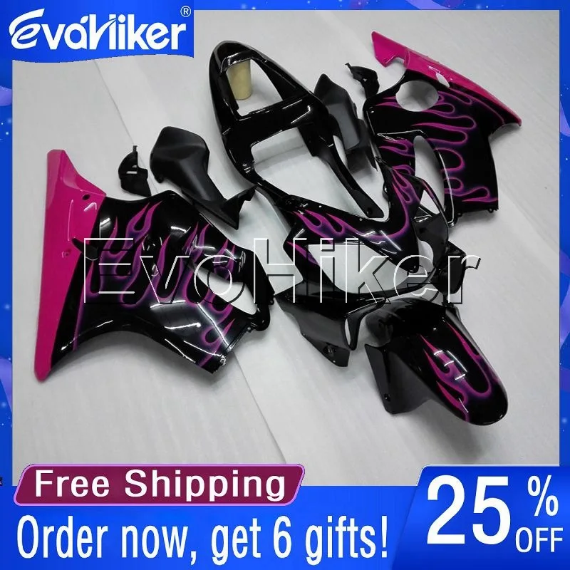 

Custom motorcycle cowl for CBR600F4i 2001-2003 CBR600 F4i 01 02 03 Injection mold motorcycle fairing pink flames+gifts