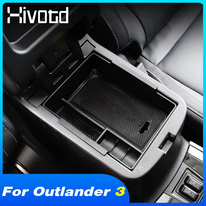 

Hivotd Car Central Armrest Storage Box Phone Glasses Holder Organizer Container Accessories For Mitsubishi Outlander 3 2016-2022