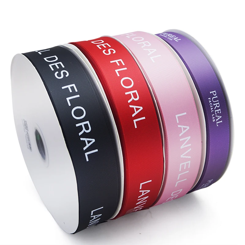 HAOSIHUI 32mm High Quality Personalised Ribbon Brand Name with Logo Custom Grosgrain Webbing for Decoration 100yards/lot