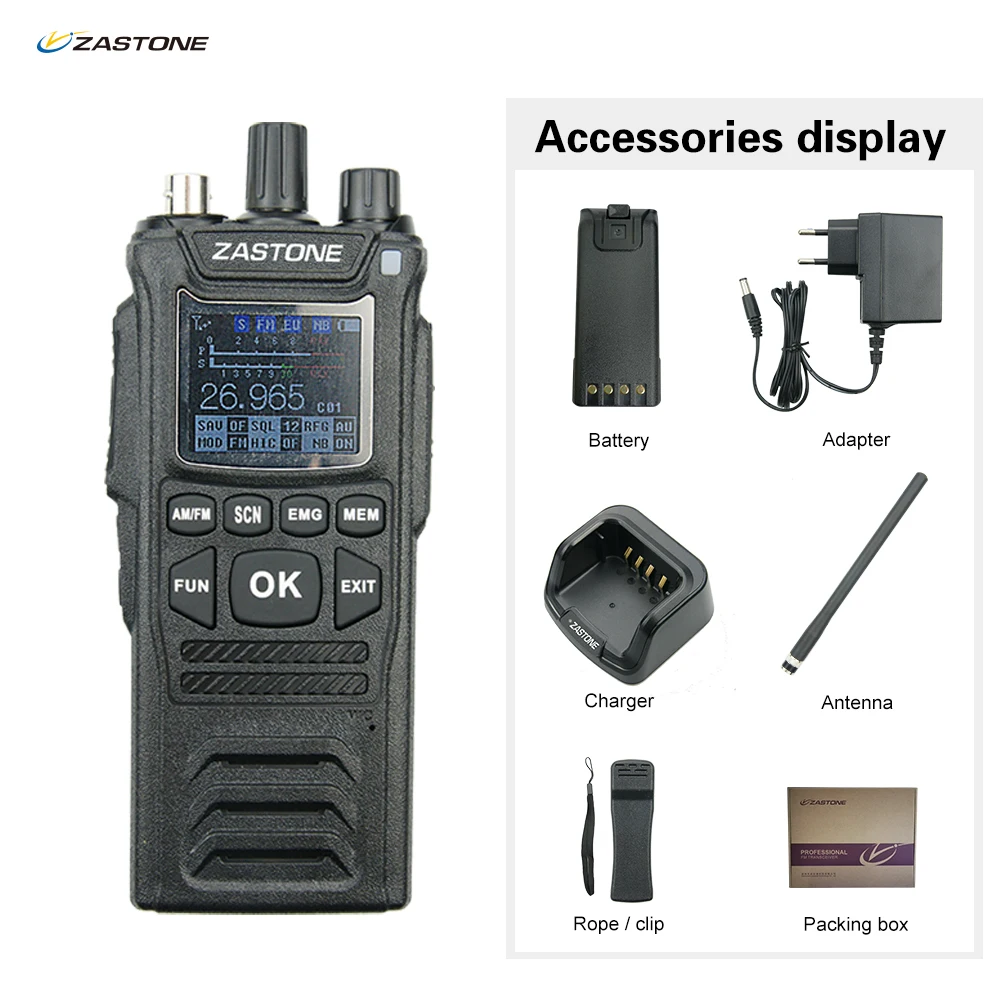 Imagem -06 - Zastone Handheld Walkie Talkie fm am Mode Radio Cb58 4w 26.965 a 27.405mhz Cb-58