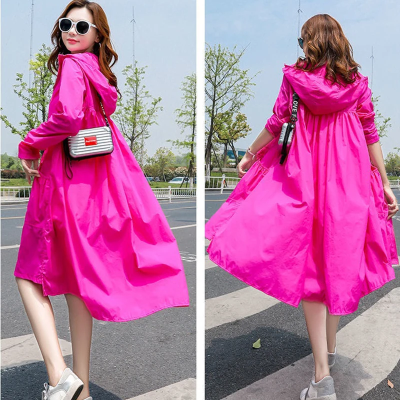 Ropa de protección solar para mujer, cortavientos con capucha de Súper Hada de verano 2025, longitud media, antiultravioleta, nueva chaqueta femenina L414