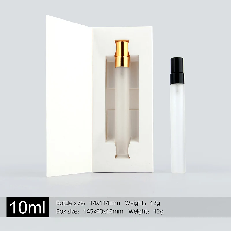 20pcs 10ml Empty Spray Bottle Frosted Glass Perfume Refillable Glass bottle Cosmetic Gift box with packaging