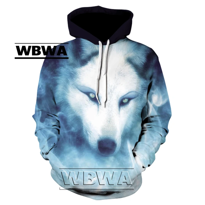 

WBWA 3D Printing Hoodie Fashion White Wolf Sweatshirt Men's Women's Hoodie Pullover Harajuku Streetwear Unisex