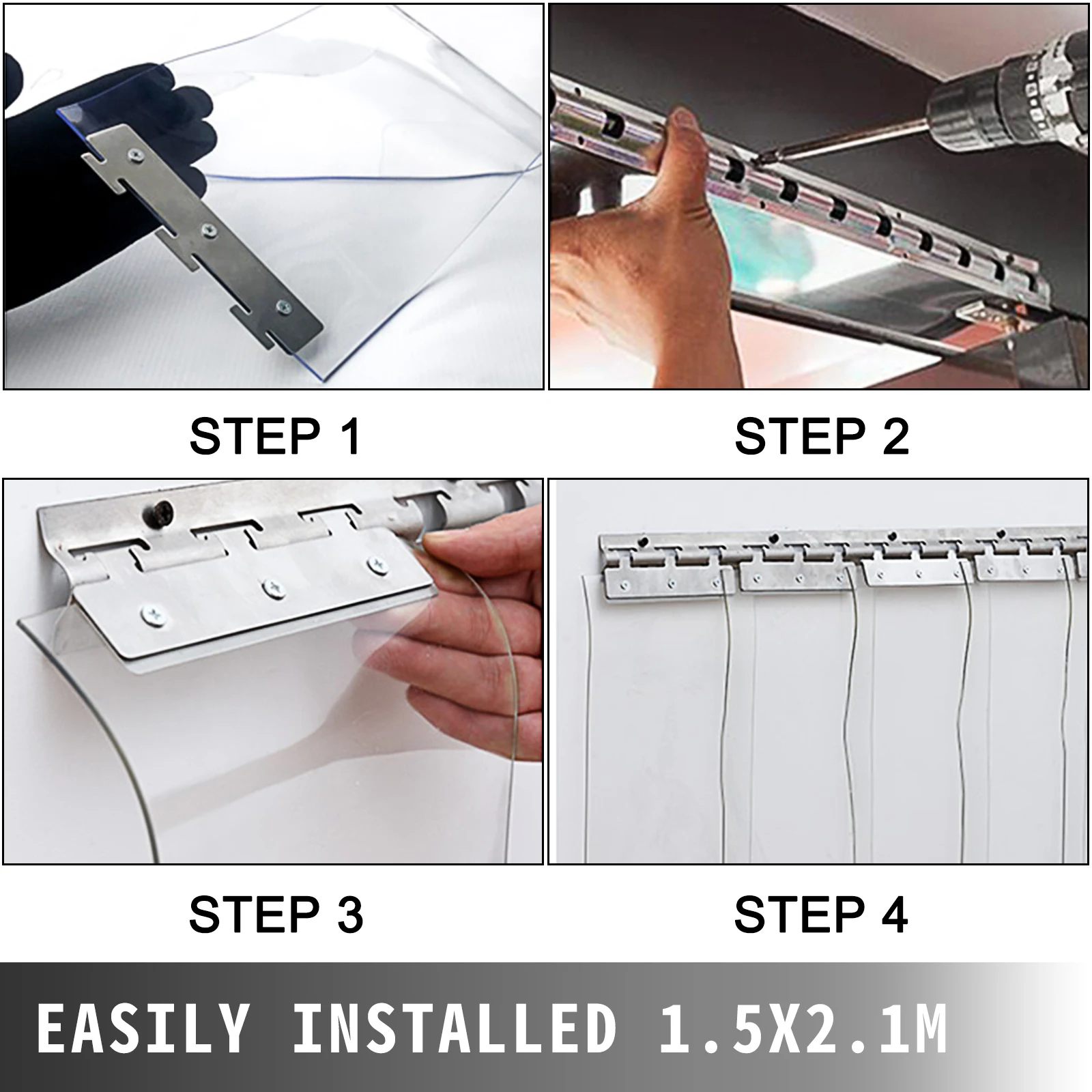 VEVOR 2.1m * 150mm * 2mm kit di tende a strisce di plastica in PVC trasparente con ottimo effetto isolante per la casa industriale della porta facilmente installabile