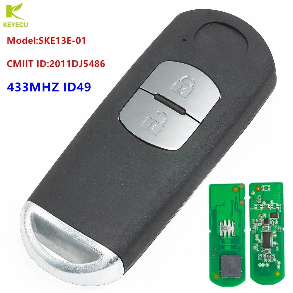 KEYECU Replacement Smart Remote Key Fob 2Button 433MHz ID49 for Mazda CX-3 CX-5 2 3 Hatch 6 Wagon 2012 2013 2014 2015 SKE13E-01