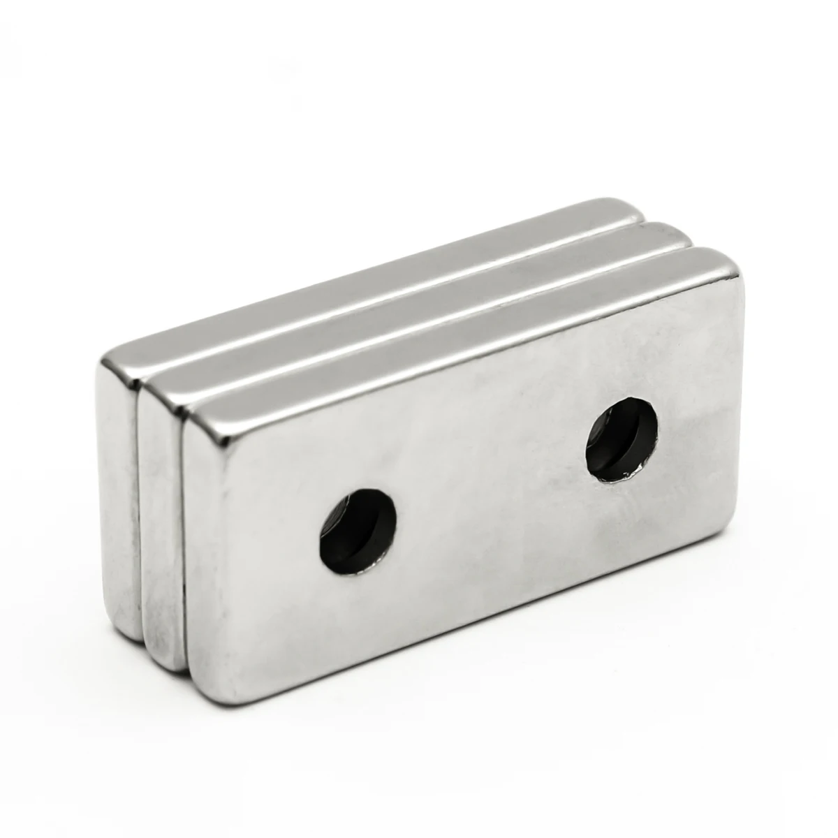 U-JOVAN 2pcs 40x20x5mm Double 5mm Hole N35 Block Countersunk Neodymium Magnet Permanet Strong Magnets 40*20*5-5-5mm