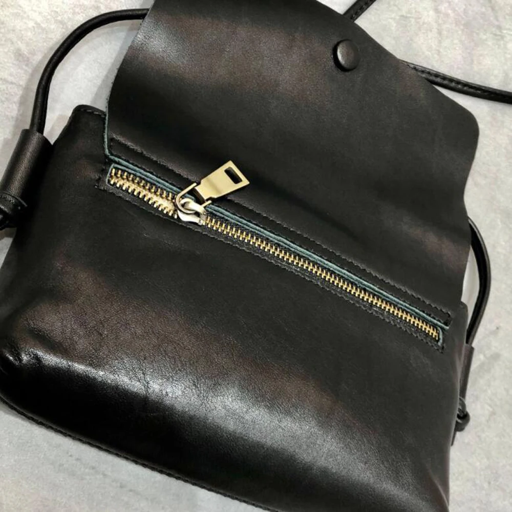 Fashion Real Leather Messenger Shoulder Bag Handbag Simple Genuine Cowhide Purse Mobile Phone Bag Women Shoulder Flap