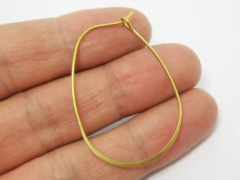 

30pcs Earring Hoops, Hammered Ear Wires, 36.3x26mm, Brass Findings, Jewelry Making R216