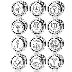 Law Symbol Twelve occupational signs charm Beads For Jewelry making 925 Sterling Silver Fit Original European Charms Bracelets