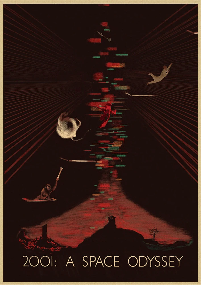 2001 우주 오디세이 poster2001 크래프트 종이 포스터 레트로 벽 예술 공예 스티커 거실 페인트 바 카페 무료 배송