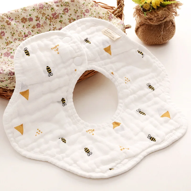 1Pcs Baby Bibs 360 Degree Rotation  Gauze Muslin Baby Kids Bandana Burp Cloth Soft Newborn Infant Saliva Towel Baby Stuff