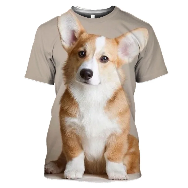 Pet Cute Welsh Corgi 3D Print Pembroke Dog Baby Puppy Tshirt Summer Women Men T-shirt Hip Hop Pullover Short Sleeve