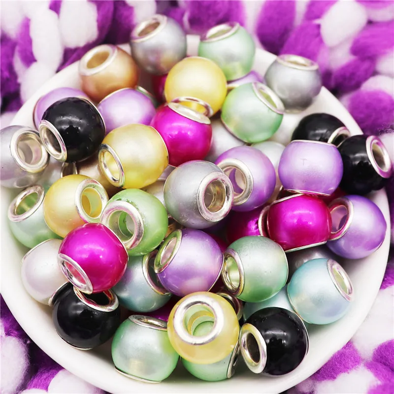 Cuentas de perlas con agujeros para mujer, abalorios espaciadores de cristal para pulsera Pandora, collar artesanal para fabricación de joyas, 10 Uds.