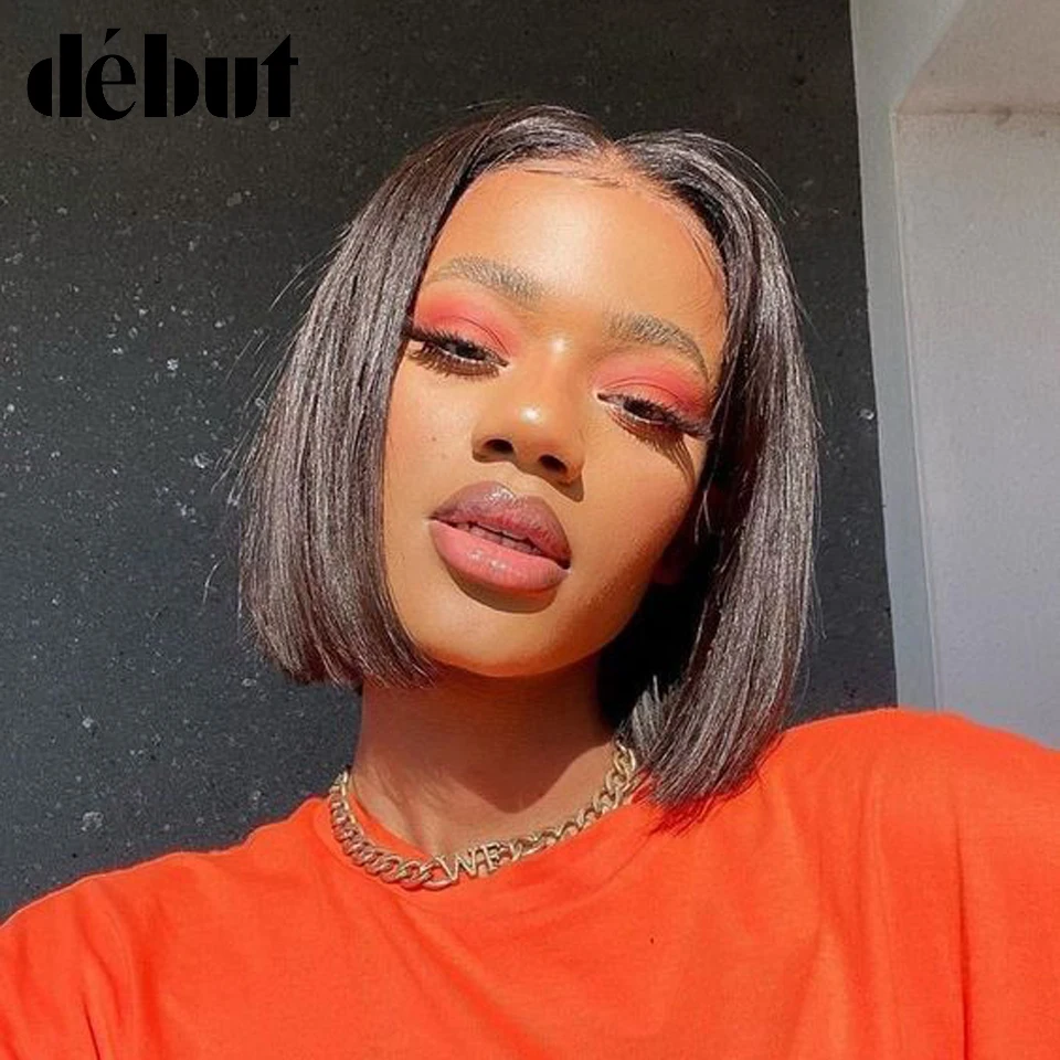 

Lace Front Short Bob Wigs Natural Black Human Hair Wigs Debut Straight Lace Part 99J Red Brown 100% Remy Hair Wigs For Women