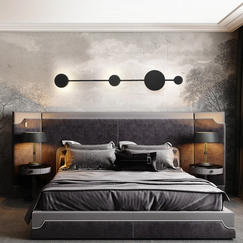 Wall Lamp LED Postmodern Bedroom Bedside Nordic Simple Black/Gold White/Warm Light Living Room Hotel Wall Lights