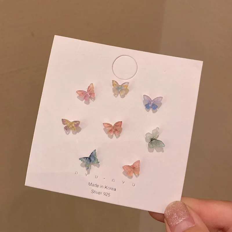 Small Butterfly Earrings for Women Cute 3D Butterflies Stud Earring Set Jewelry Hypoallergenic Sweet Accessories Girls Gift