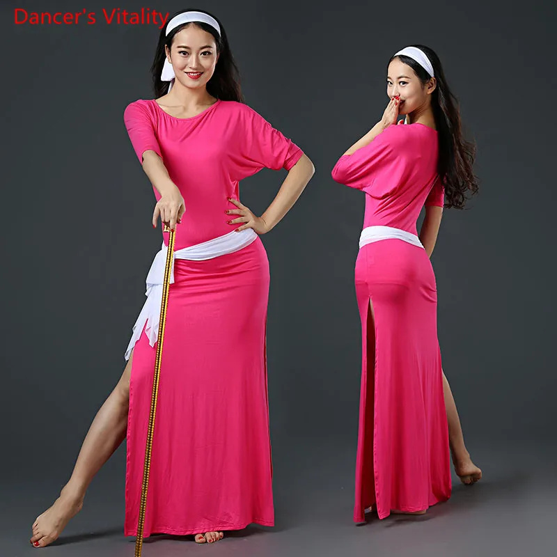 Belly Dance Robe Modal Dress Half Sleeves Performance Clothing Female Adult Elegant Long Skirt Competition Practice Clothes