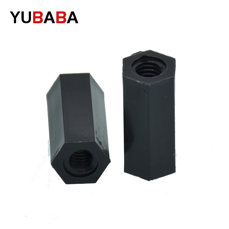 

50Pcs M2 M2.5 M3 M4 Black/White Hex Nylon Standoff Spacer Column Flat Head Double Pass Nylon Plastic Spacing Nuts