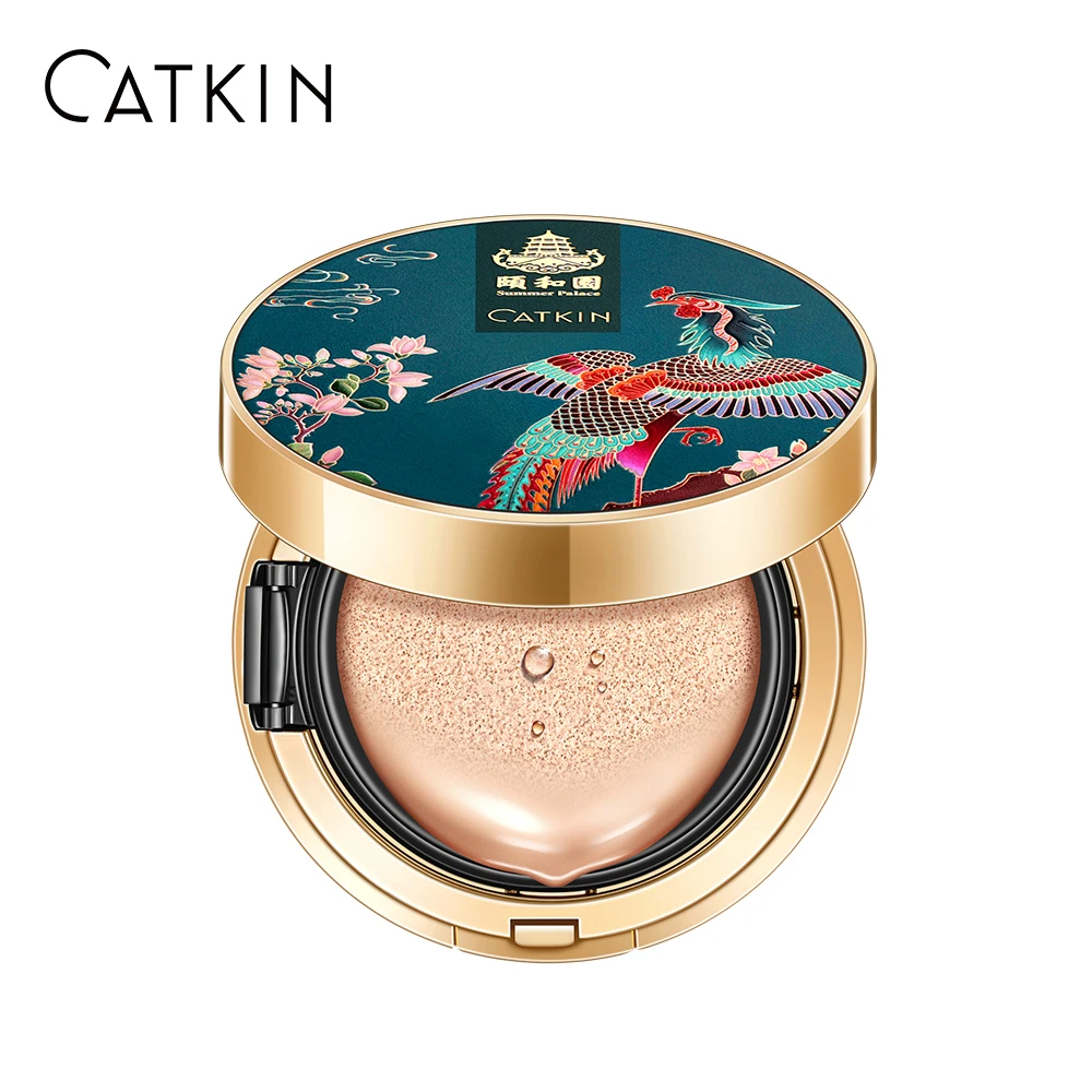 CATKIN BB Cream Air Cushion Foundation Moisture Natural Cover Concealer + Free Refill Medium/Light 0.46 Ounce