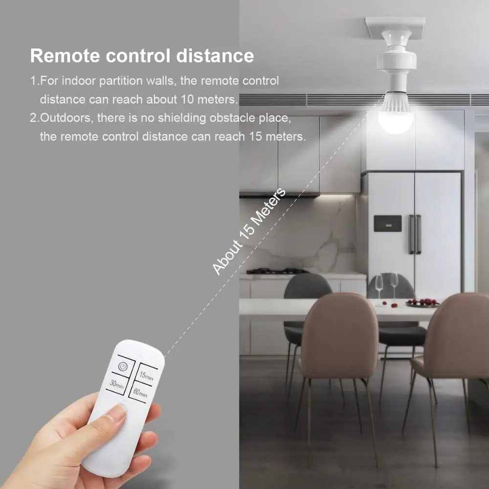 Portable Wireless Remote Control E27 lamp Holder Socket Adapter  with Remote Timer Switch for LED Bulb 110V/220V