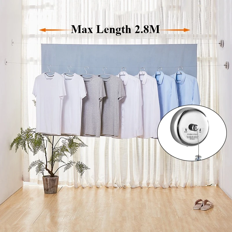 Clothes Drying Rack Rope Home Storage Stainless Steel Retractable Clotheslines Clothes Dryer Organiser Laundry Hanger