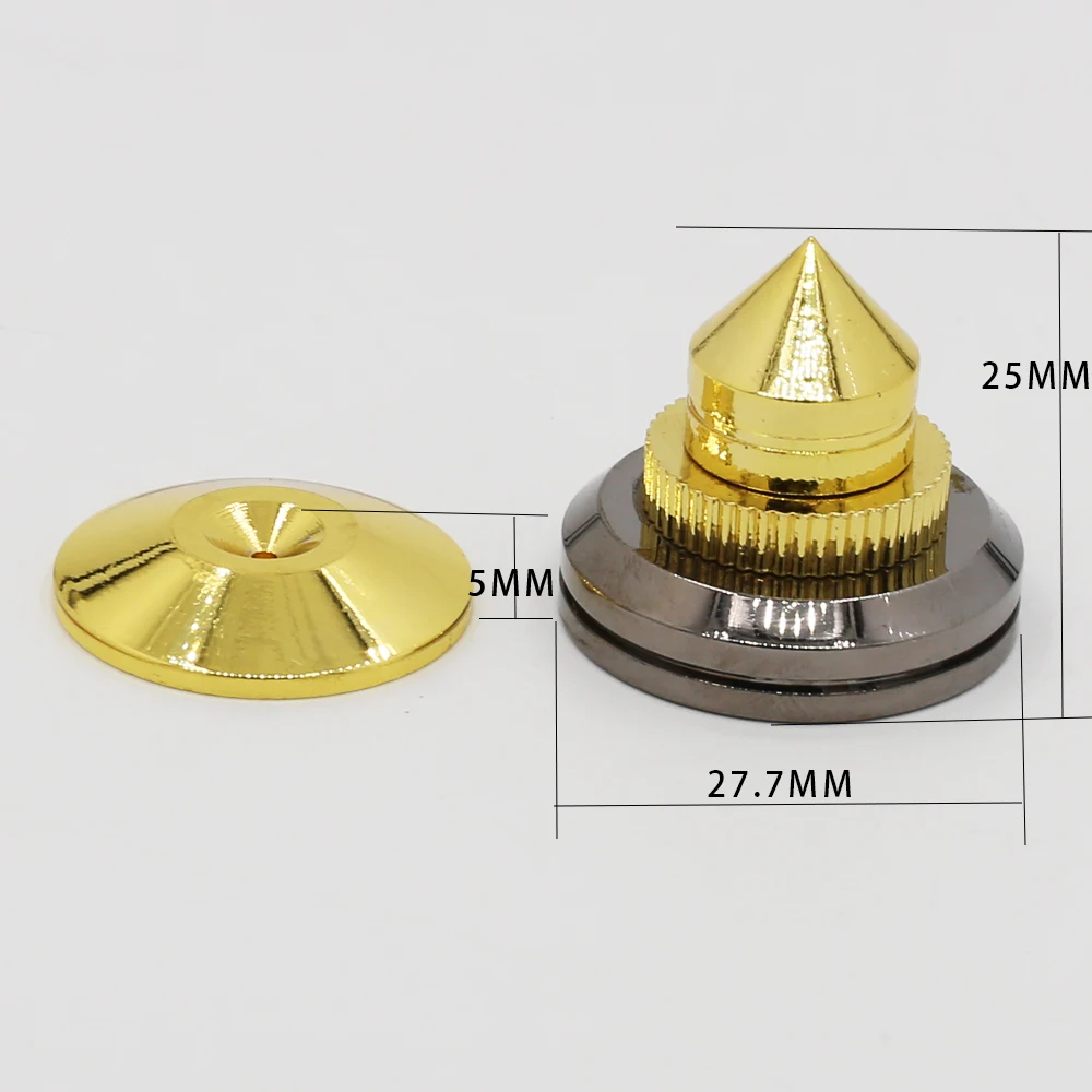 

4 Sets Brass Speakers Stand Feet Foot Pad Loudspeaker Box Spikes Cone Floor Foot Nail Mats M28*25