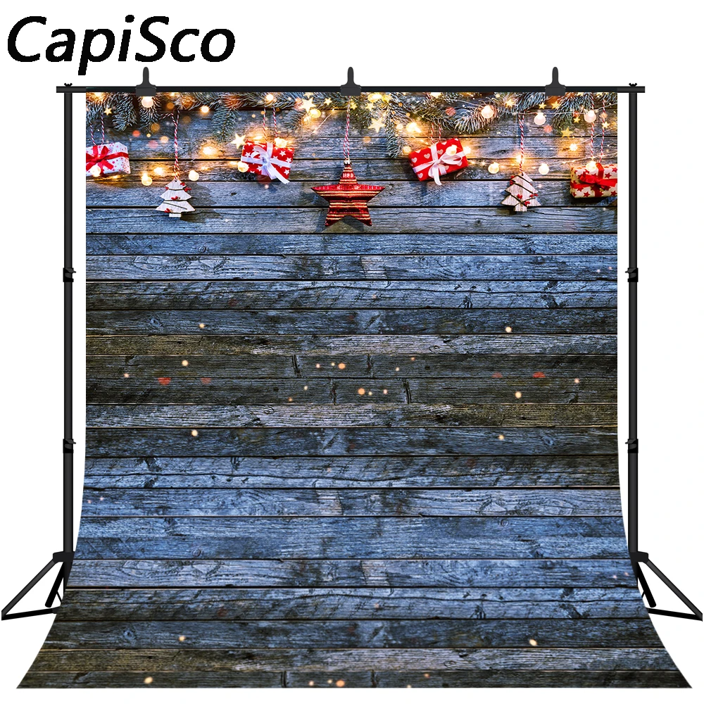 Capisco Christmas Photography Backdrop Wood Background Christmas Decoration for Baby Kid Studio Photo Shoot Prop Photobooth