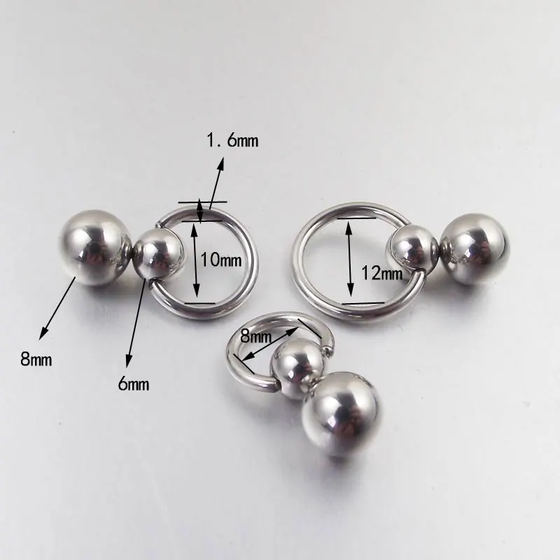 1 Piece Stainless Steel Double ball cucurbit gourd Ring Eyebrow Curved Tragus Ear Piercing PA Nipple Ring Bar Lips Body Jewelry