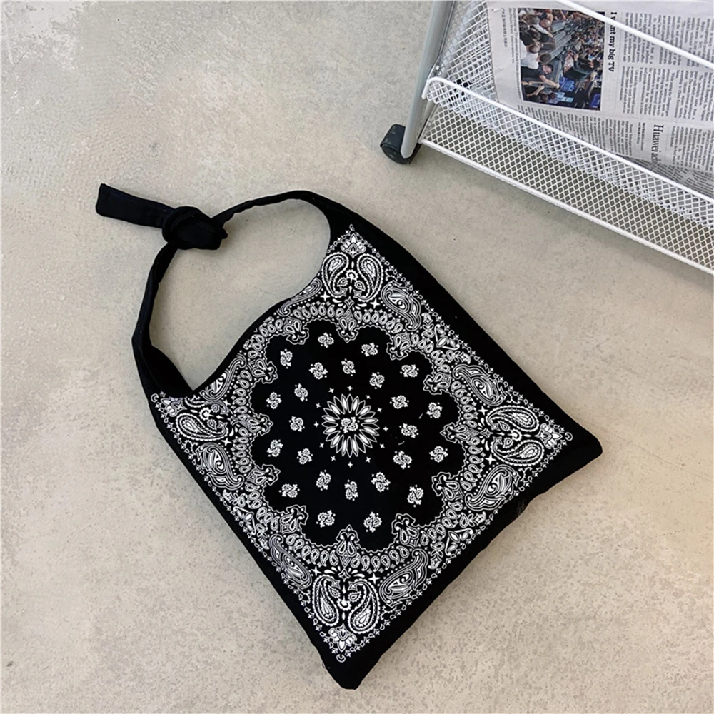 Retro Pattern Shoulder Bag Simple Style Adjustable Lace Canvas Bag Literary Ins Style Large Capacity Female Shopping Tote Bag