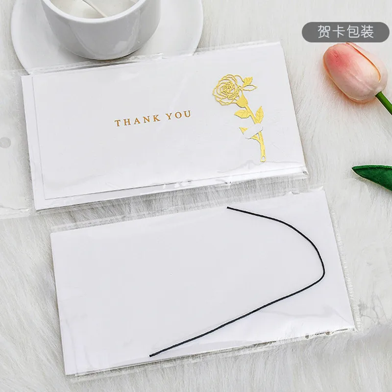 Creative Bump Bronzing Rose Birthday Thank You Card Folding Message Blessing Mother's Teacher's Day Card Business Envelope Gift