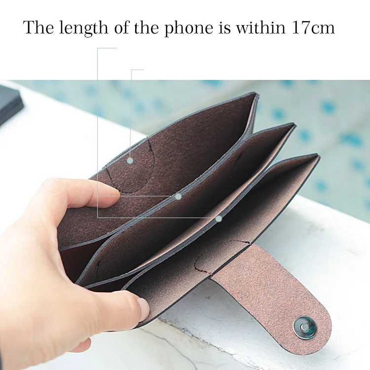 Fit 3 phone leather bag case Horizontal with Buttons pouch (phone length within 16-17cm) for 14Promax 13ProMax S23