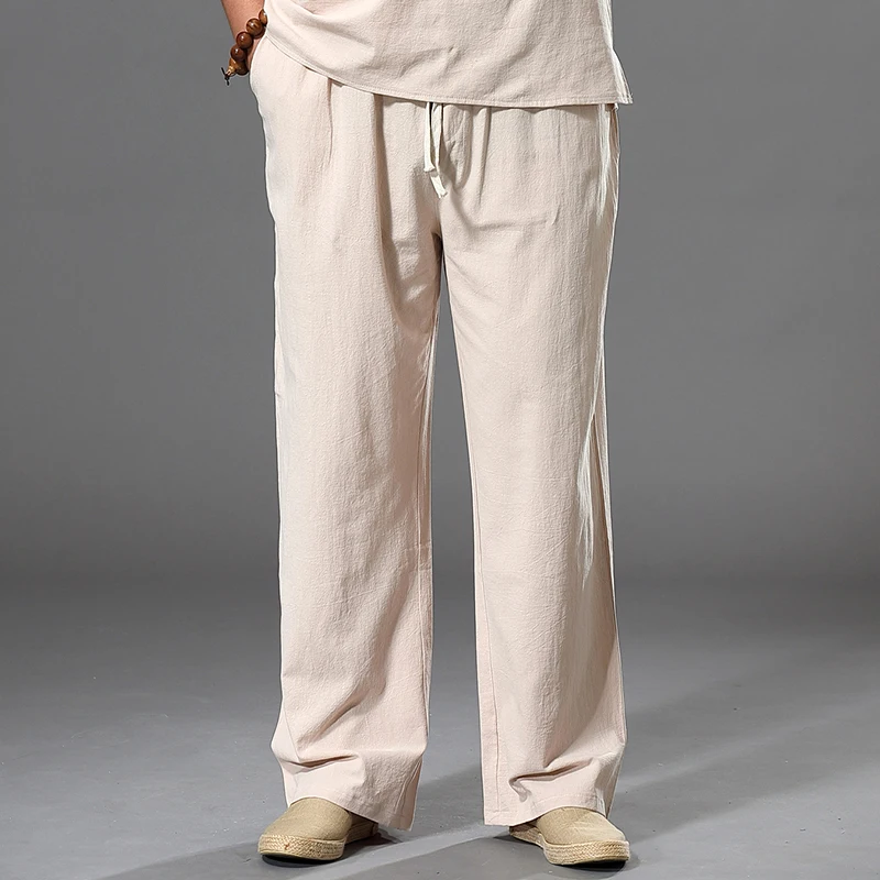 Male Plus Size Loose Pants Men Pants Summer Men\'s Cotton Big Sizes Wide Leg Linen Pant Oversized Jogger Trousers Large Size 9XL